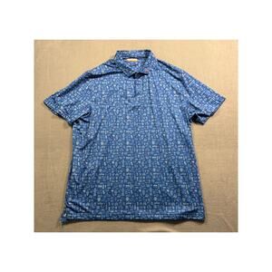 Fore Fathers‎ Polo Shirt Mens XXL Blue Lone Star Texas Golf Performance Stretch